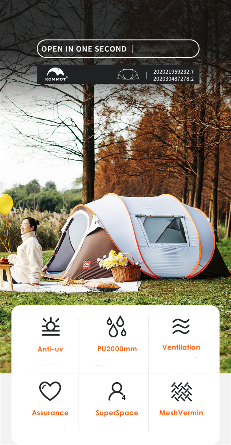 Cheap Goat Tents Outdoor Camping Tent 190T Sunscreen Double Layers Automatic Thick Waterproof Detachable Multi  use 3 4 Person Hiking Tent   